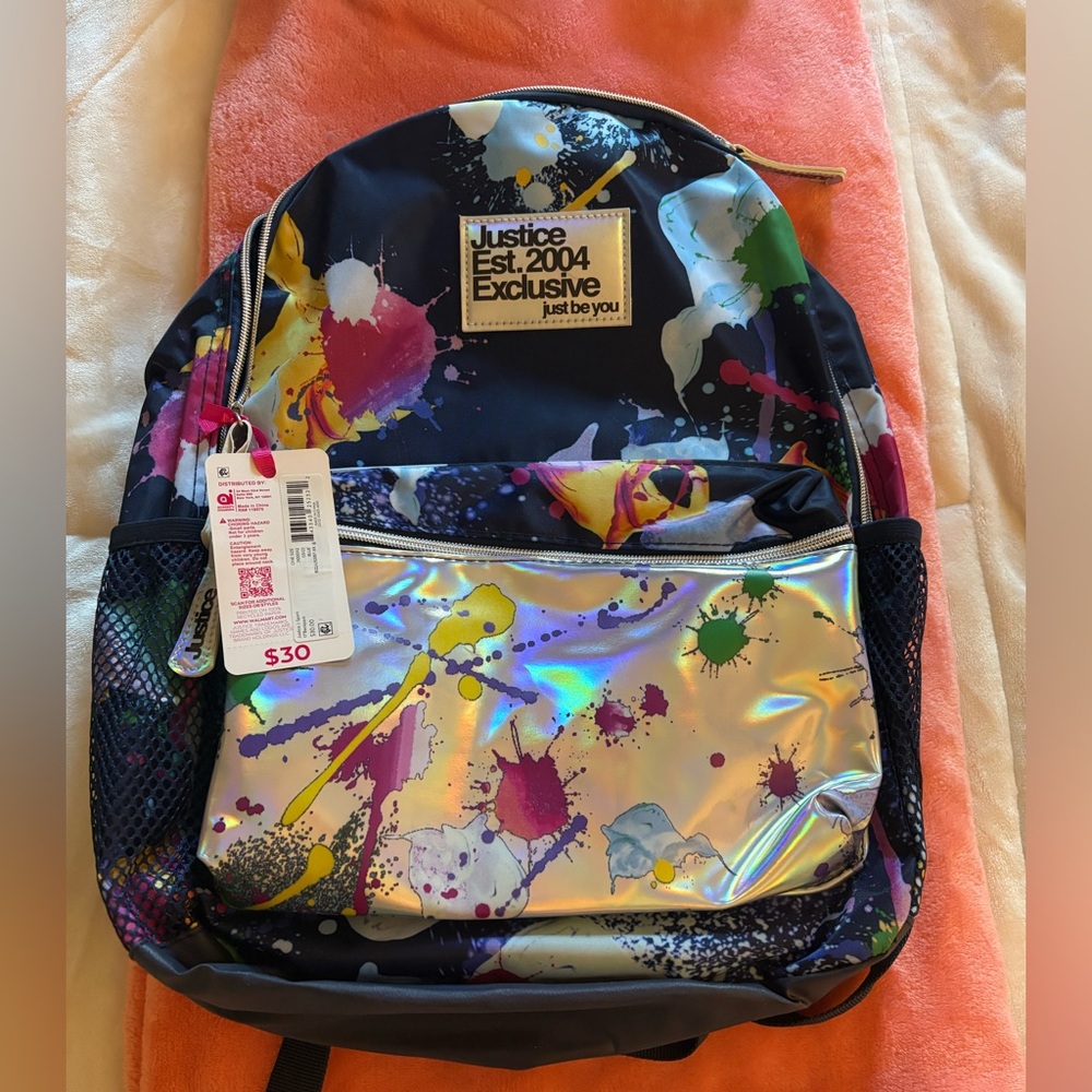 Justice Multicolor Splatter Backpack